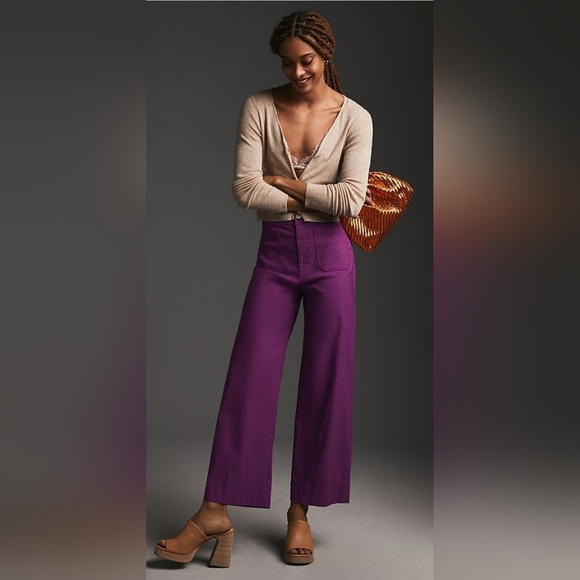 Maeve Denim - Maeve Anthropologie Women's The Junie Jean High Rise Wide Leg Flare Leg Pants 24